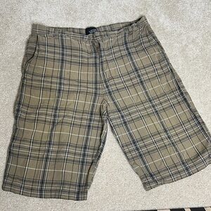 Vans Tan Plaid‎ Men's Flat Front Shorts